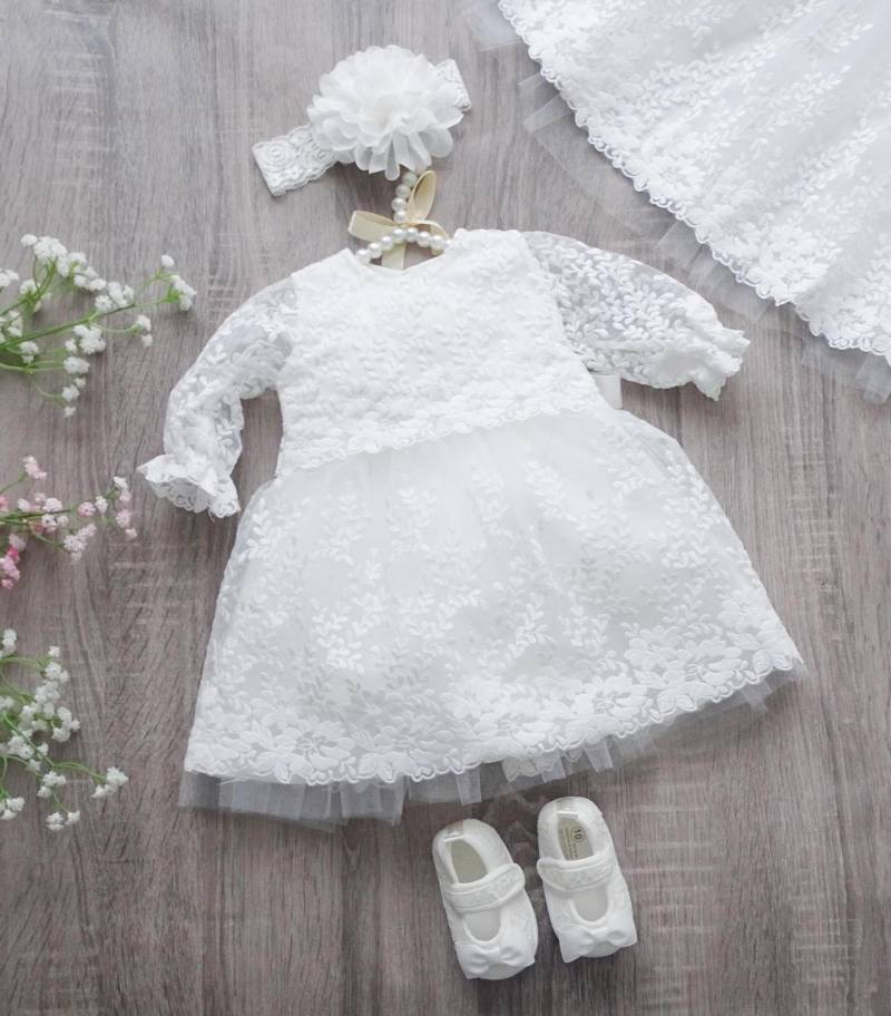 Taufkleid Babykleid 62 68 74 80 86 Elfenbein Baby Boho Kleid Mädchen Spitzenkleid Hochzeitskleid von ExklusivFestmode