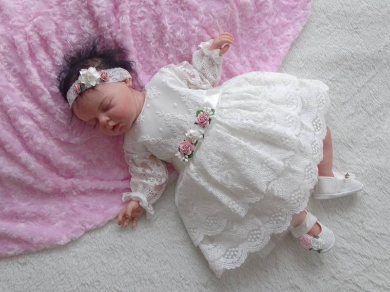 Taufkleid Babykleid 62 68 74 80 86 Elfenbein Baby Boho Kleid Mädchen Spitzenkleid Hochzeitskleid von ExklusivFestmode