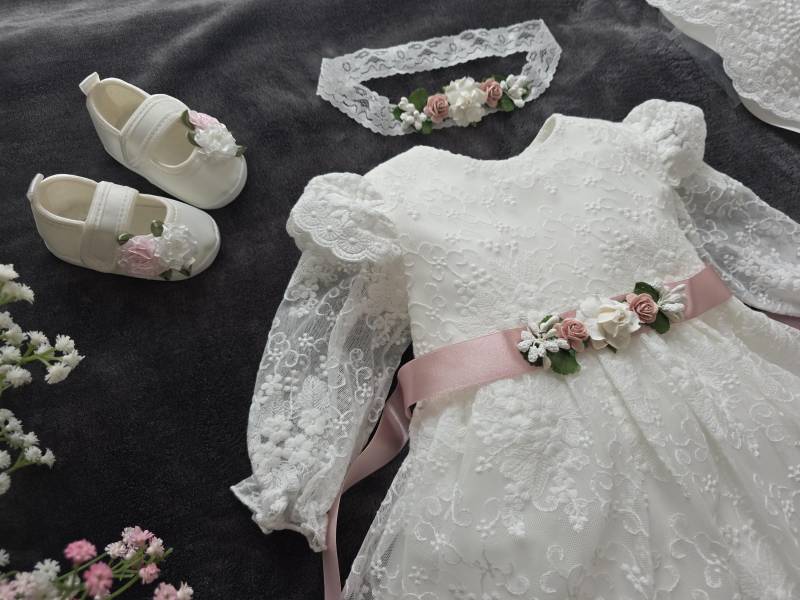 Taufkleid Babykleid 62 68 74 80 86 Elfenbein Baby Boho Kleid Mädchen Spitzenkleid Hochzeitskleid von ExklusivFestmode