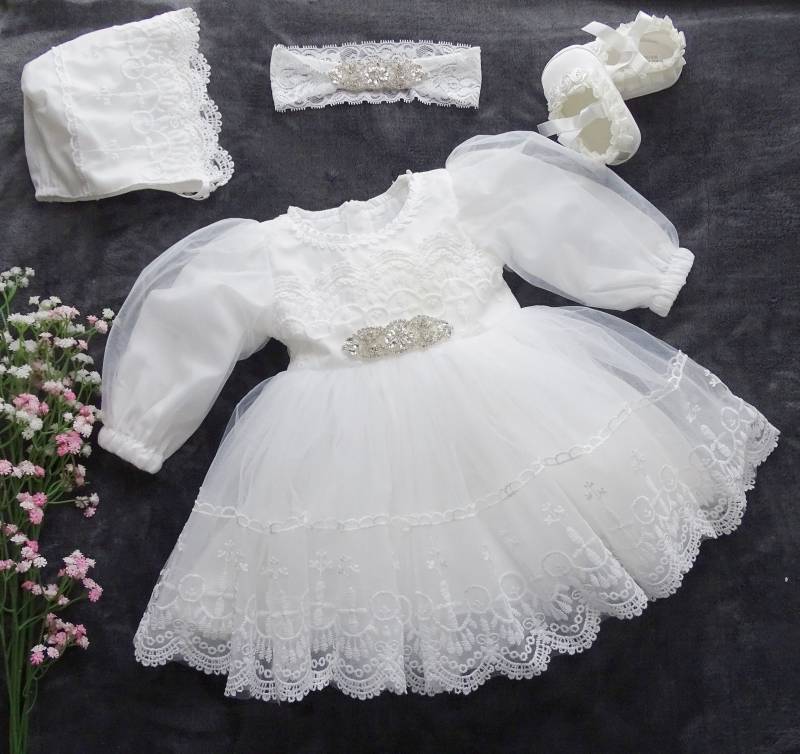 Taufkleid Babykleid 62 68 74 80 86 Elfenbein Baby Boho Kleid Mädchen Spitzenkleid Hochzeitskleid von ExklusivFestmode