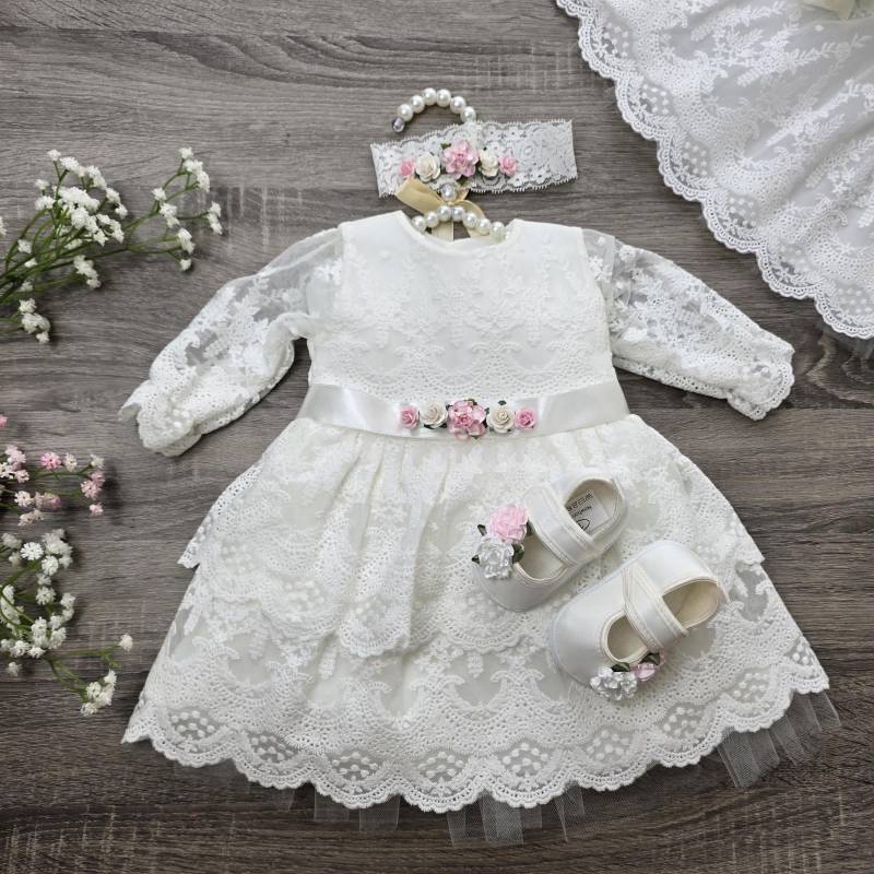 Taufkleid Babykleid 62 68 74 80 86 Elfenbein Baby Boho Kleid Mädchen Spitzenkleid Hochzeitskleid von ExklusivFestmode