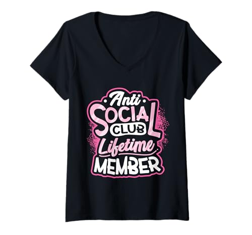 Damen Antisoziale Club lebenslanges Mitglied T-Shirt mit V-Ausschnitt Damen Antisoziale Club lebenslanges Mitglied T-Shirt mit V-Ausschnitt von Exklusive Mitgliedschaft