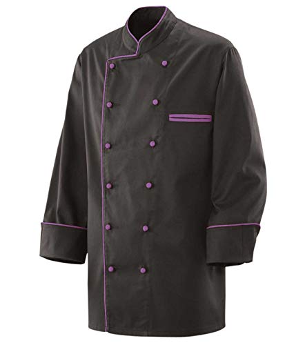 Exner Kochjacke mit Paspel und Knöpfe (XS, schwarz-purple) von Exner