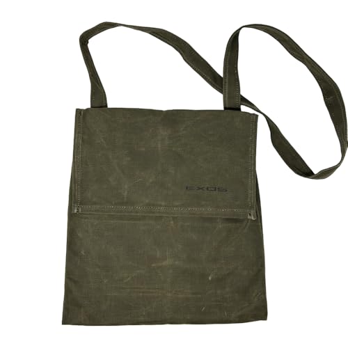Exos Haversack Bushcraft Umhängetasche aus gewachstem Segeltuch, strapazierfähige Canvas-Umhängetasche, Futtertasche, Gartentasche, 2 Größen, Oliv/Blatt für mich (Leaf It to Me) von Exos