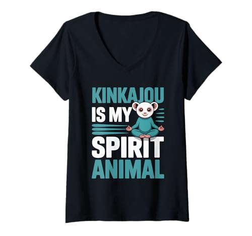Damen Kinkajou is My Spirit Animal Exotic Pet T-Shirt mit V-Ausschnitt Damen Kinkajou is My Spirit Animal Exotic Pet T-Shirt mit V-Ausschnitt von Exotic Pet Lover Kinkajou Animal Mischief