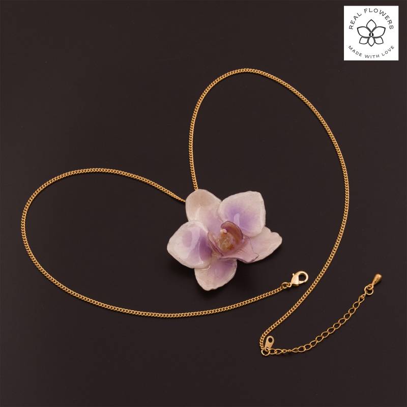 Echte Orchideen Halskette - Naturblume Mit Feiner Goldoptik | Flashplating Phalaenopsis Blume Geschenk Für Frauen Unikat von ExoticJewelryDE
