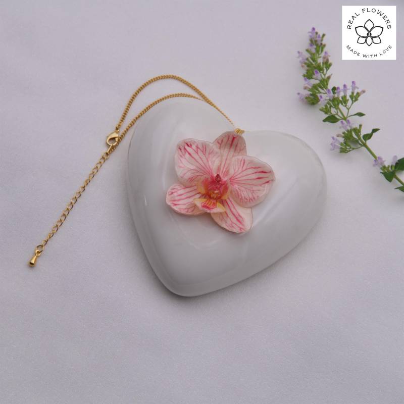 Echte Orchideen Halskette - Naturblume Mit Feiner Goldoptik | Flashplating Phalaenopsis Blume Geschenk Für Frauen Unikat von ExoticJewelryDE