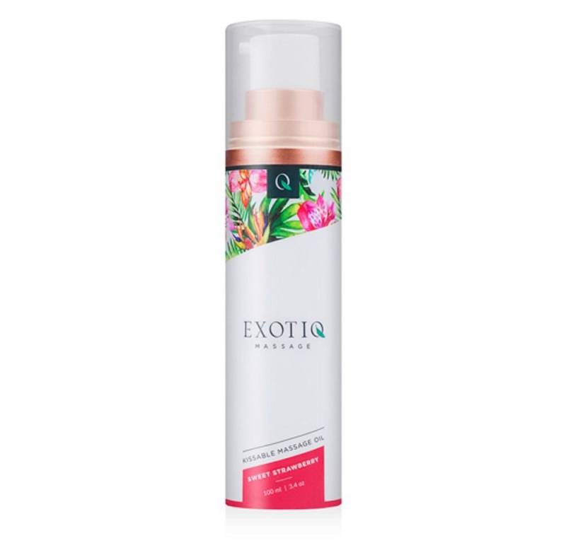 Exotiq Gleit- & Massageöl Sweet Strawberry (Erdbeere), Flasche mit 100ml, 1-tlg., köstlich duftendes Massageöl - seidig-weich & pflegend von Exotiq