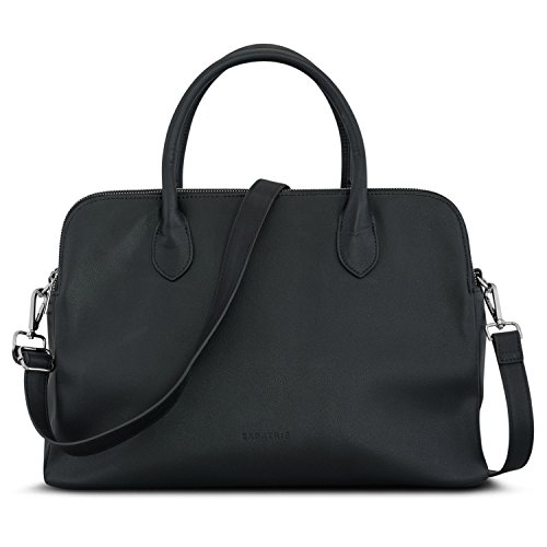 Expatrié Damen Handtasche Schwarz - Odette - Henkeltasche aus veganem Leder - PU Ledertasche Umhängetasche Schultertasche Groß für 13 Zoll Laptop Büro - Mit praktischen Fächern von Expatrié