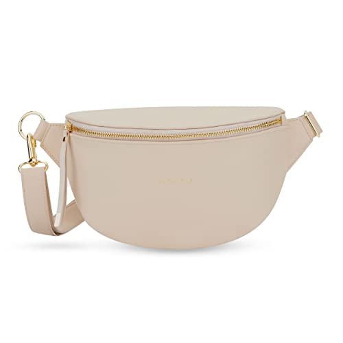 Expatrié Bauchtasche Damen Beige - Alice Small - Gürteltasche für Festival, Reisen & Alltag aus Veganem Leder - Brusttasche Stylisch - Wasserabweisend von Expatrié