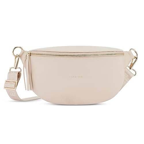 Expatrié Bauchtasche Damen Beige - Alice Medium - Gürteltasche für Festival, Reisen & Alltag aus Veganem Leder - Brusttasche Stylisch - Wasserabweisend von Expatrié