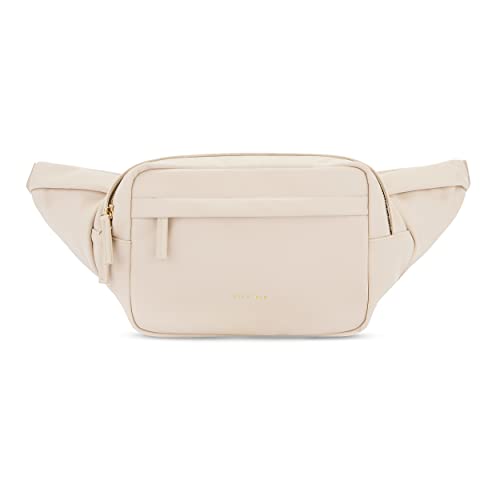 Expatrié Bauchtasche Damen Beige - Justine - Brusttasche für Reise, Festival & Sport - Stylische Bumbag aus PU Kunstleder - Wasserabweisend von Expatrié