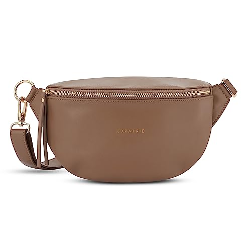 Expatrié Bauchtasche Damen Braun - Alice Small - Gürteltasche für Festival, Reisen & Alltag aus Veganem Leder - Brusttasche Stylisch - Wasserabweisend von Expatrié