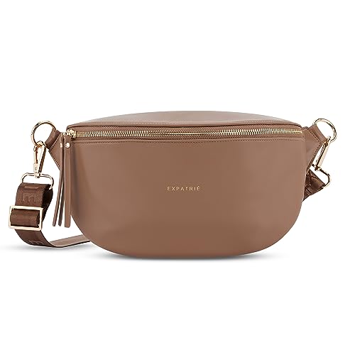 Expatrié Bauchtasche Damen Braun - Alice Medium - Gürteltasche für Festival, Reisen & Alltag aus Veganem Leder - Brusttasche Stylisch - Wasserabweisend von Expatrié