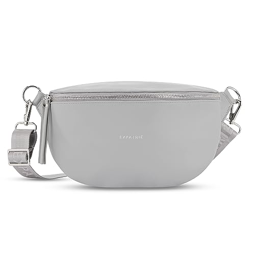 Expatrié Bauchtasche Damen Grau - Alice Medium - Gürteltasche für Festival, Reisen & Alltag aus Veganem Leder - Brusttasche Stylisch - Wasserabweisend von Expatrié