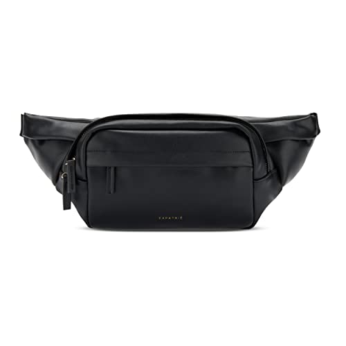 Expatrié Bauchtasche Damen Schwarz - Justine - Brusttasche für Reise, Festival & Sport - Stylische Bumbag aus PU Kunstleder - Wasserabweisend von Expatrié