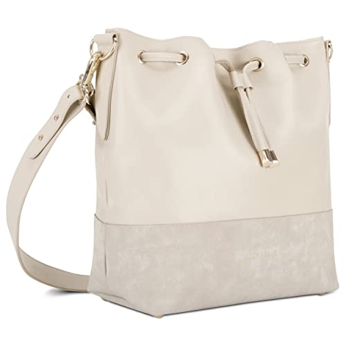 Expatrié Beuteltasche Damen Beige - Sarah Medium - Handtasche aus Veganem PU Leder - Umhängetasche für City, Business, Freizeit - Schlicht & Stylisch von Expatrié