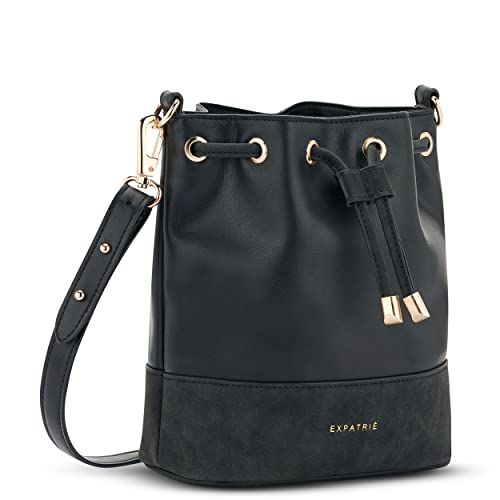 Expatrié Handtasche Damen Klein Schwarz - Sarah Small - Crossbody Schultertasche aus Veganem Leder - Elegante Umhängetasche für Freizeit - Mini Tasche mit abnehmbarem Schultergurt von Expatrié