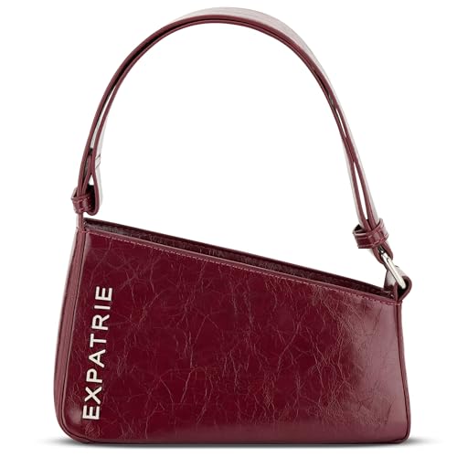 Expatrié Handtasche Damen Rot - Georgia - Asymetrische Schultertasche aus Kunstleder für Tag & Nacht - Y2K Vintage Ledertasche Klein - Breiter Schultergurt von Expatrié