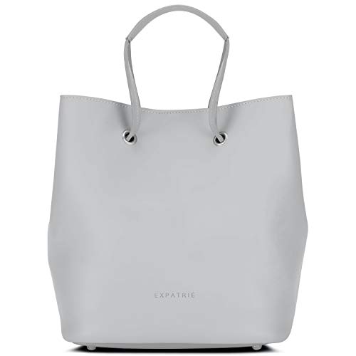 Expatrié Handtasche Damen Grau ÈLODIE Moderne Bucket Bag Tasche aus veganem Leder - Ledertasche Schultertasche Umhängetasche Klein - Casual Beuteltasche mit verstellbaren Schultergurt von Expatrié