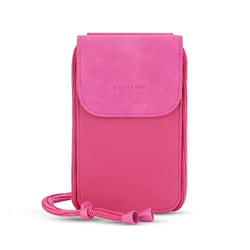 Expatrié Handytasche zum Umhängen Damen Pink - Amelie - Handy Umhängetasche aus Veganem Kunstleder mit Geldbörse - Verstellbare Schulterkordel von Expatrié