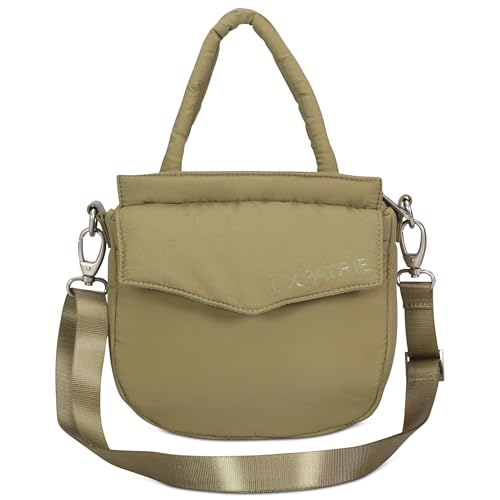 Expatrié Kleine Umhängetasche Damen Grün - Poppy Small - Puffer Bag aus Nylon - Utility Handtasche im Pillow Design mit Reißverschluss - Puffy Nylontasche Klein von Expatrié
