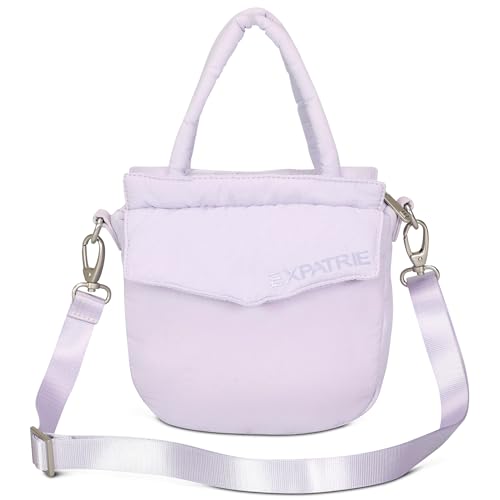 Expatrié Kleine Umhängetasche Damen Lila - Poppy Small - Puffer Bag aus Nylon - Utility Handtasche im Pillow Design mit Reißverschluss - Puffy Nylontasche Klein von Expatrié