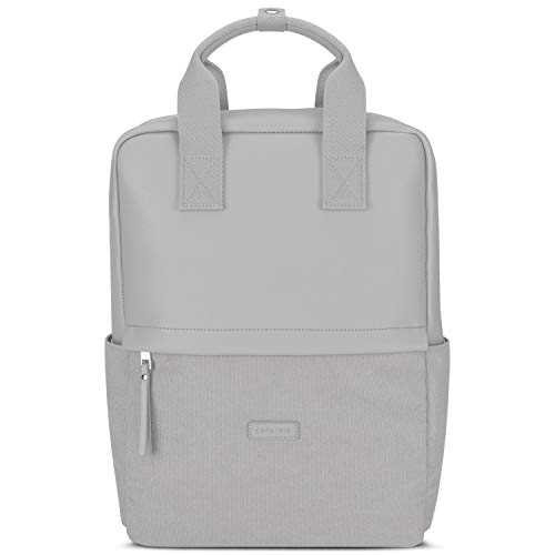 Expatrié Rucksack Damen Grau - Mila - Daypack aus Baumwoll Canvas - Tagesrucksack Klein für Freizeit & Business - 12 Liter Tasche mit 15 Zoll Laptopfach von Expatrié