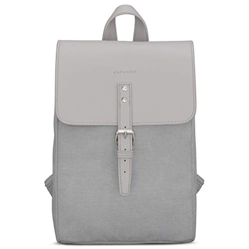 Expatrié Rucksack Damen Klein Grau - Anna - Eleganter Kleiner Tagesrucksack Für City, Stadt - Damenrucksack 5L - Baumwoll Canvas - Wasserabweisend von Expatrié