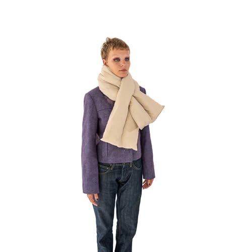 Expatrié Schal Damen Beige - Ginny - Einfarbiger Puffer Winterschal aus Nylon - Padded Damenschal im Pillow Design - Gefütterter Halsschutz für Herbst & Winter von Expatrié