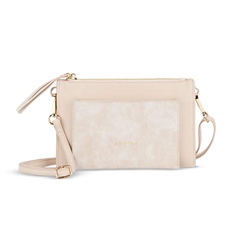 Expatrié Umhängetasche Damen Beige - Isabelle - Elegante Clutch und Crossbody Bag mit abnehmbarem Schultergurt - Flache und Kleine Handtasche für Hochzeit & Ausgehen von Expatrié