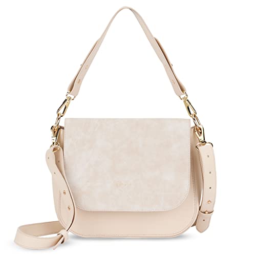 Expatrié Umhängetasche Damen Beige - Louise Large - Moderne Handtasche aus Veganem Leder - Crossbody Bag für den Alltag - Flexible Taschengurte von Expatrié