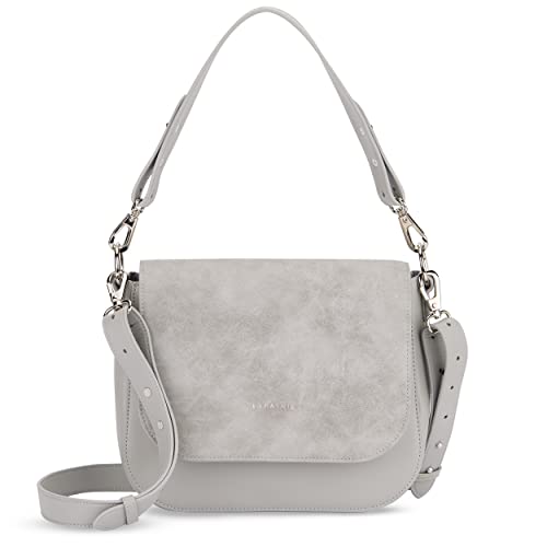 Expatrié Umhängetasche Damen Grau - Louise Large - Moderne Handtasche aus Veganem Leder - Crossbody Bag für den Alltag - Flexible Taschengurte von Expatrié