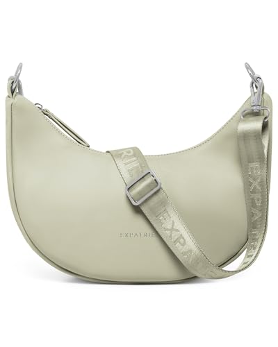 Expatrié Umhängetasche Damen Grün - Lea Small - Half Moon Bag Schultertasche - Crossbody Bag im Halbmond Design - Halbrunde Handtasche aus Veganem Leder - Wasserabweisend von Expatrié