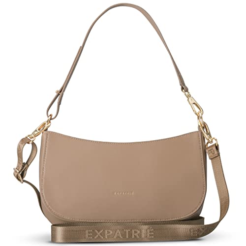 Expatrié Umhängetasche Damen Klein Braun - Féline - Kleine Tasche - Elegante Schultertasche aus veganem Kunstleder für Freizeit, Party, Ausgehen - Stylische Handtasche von Expatrié