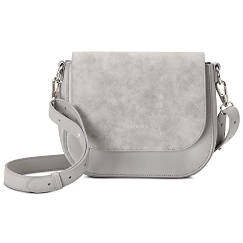 Expatrié Umhängetasche Damen Klein Grau - Louise Medium - Moderne Crossbody Bag aus Veganem Leder - Tasche für City Ausgehen - Verstellbarer Schultergurt von Expatrié