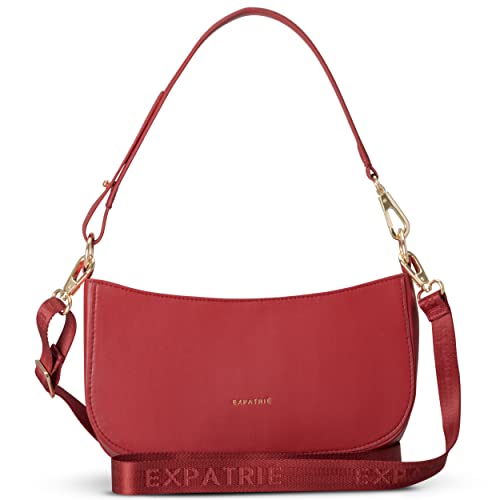 Expatrié Umhängetasche Damen Klein Rot - Féline - Kleine Tasche - Elegante Schultertasche aus veganem Kunstleder für Freizeit, Party, Ausgehen - Stylische Handtasche von Expatrié