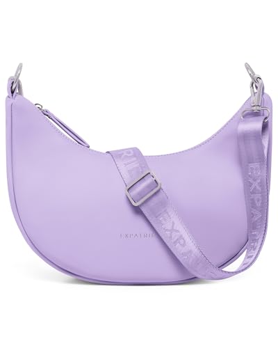 Expatrié Umhängetasche Damen Lila - Lea Small - Half Moon Bag Schultertasche - Crossbody Bag im Halbmond Design - Halbrunde Handtasche aus Veganem Leder - Wasserabweisend von Expatrié