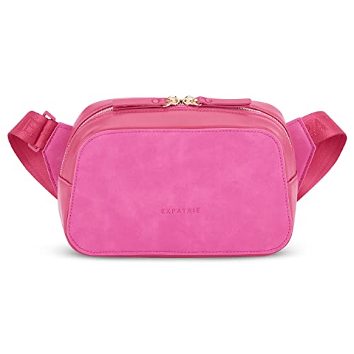 Expatrié Umhängetasche Damen Rosa - Fleur - Elegante Crossbody Bag aus PU Leder - Kleine Handtasche zum Ausgehen Feiern Freizeit - One Size von Expatrié