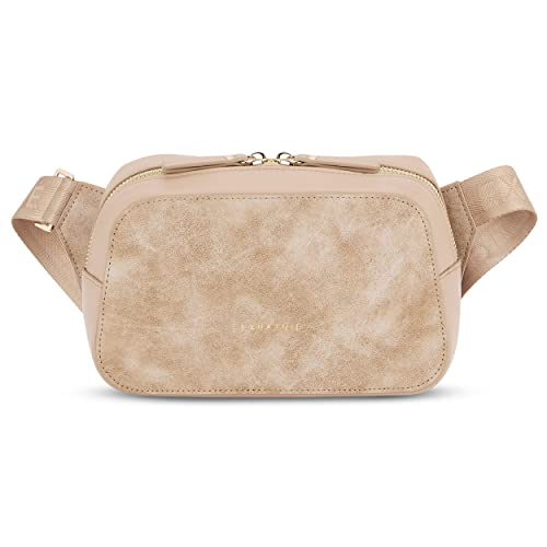 Expatrié Umhängetasche Damen Sand - Fleur - Elegante Crossbody Bag aus PU Leder - Kleine Handtasche zum Ausgehen Feiern Freizeit - One Size von Expatrié