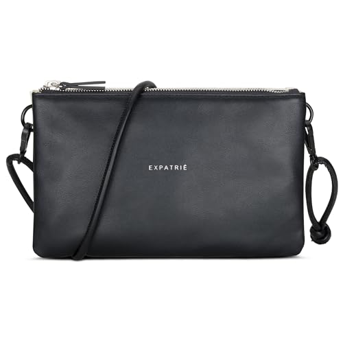 Expatrié Clutch Damen Schwarz Creme - Emilie - Stylische Umhängetasche für Hochzeit, Party & Freizeit - Kleine Handtasche in zwei Farben - Crossbody Bag für Frauen - Längenverstellbarer Schultergurt von Expatrié