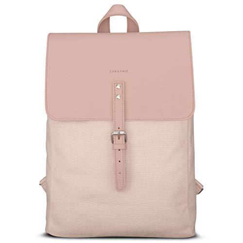 Expatrié Damenrucksack Rosa - Anouk - Eleganter Kleiner Tagesrucksack Für City Stadt - Rucksack Damen Klein 10L - Canvas & Leder - Wasserabweisend von Expatrié