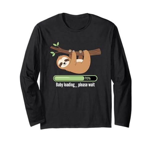 Baby Loading Please Wait Faultier Humor Langarmshirt von Expecting Parents Pregnancy Journey