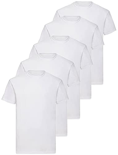 Expert Workwear Herren T-Shirt, Rundhalsausschnitt, kurzärmelig, 100 % Baumwolle, 5 Stück, weiß, 58 von Expert Workwear