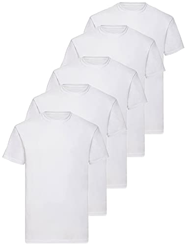Expert Workwear Herren T-Shirt, Rundhalsausschnitt, kurzärmelig, 100 % Baumwolle, 5 Stück Gr. L, weiß von Expert Workwear