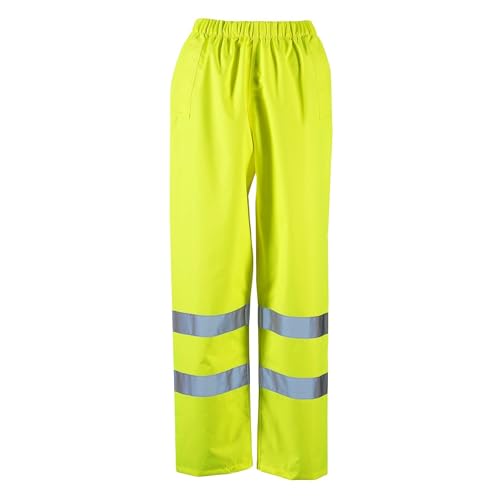 Hi Vis wasserdichte Überhose für Damen, hohe Sichtbarkeit, reflektierend, Sicherheit Arbeit Viz Regenhose, gelb, 36 von Expert Workwear