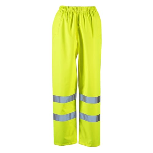 Hi Vis wasserdichte Überhose für Damen, hohe Sichtbarkeit, reflektierend, Sicherheit Arbeit Viz Regenhose, gelb, 38 von Expert Workwear