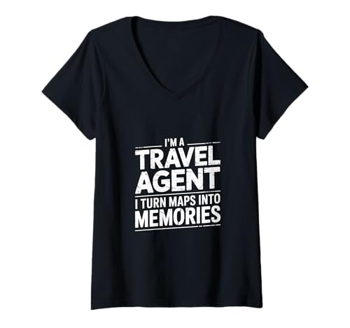 Damen I'm A Travel Agent I Turn Maps Into Memories - T-Shirt mit V-Ausschnitt Damen I'm A Travel Agent I Turn Maps Into Memories - T-Shirt mit V-Ausschnitt von Experten -Urlaubsagentenplaner