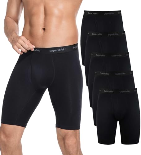 Expertoftio Boxershorts Herren Baumwolle Lang 9-Zoll Unterhosen Männer Lange Bein Pack Unterwäsche mit Eingriff Sport von Expertoftio