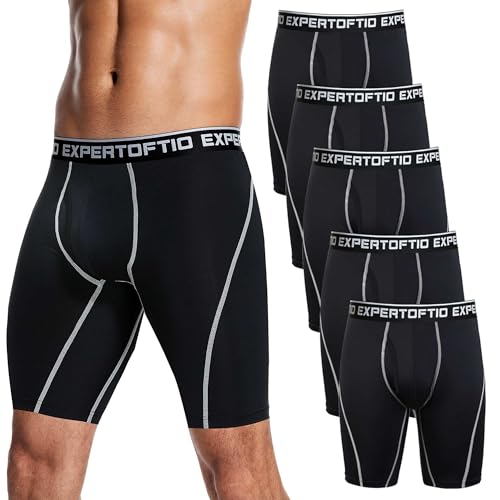 Expertoftio Boxershorts Herren Lang Sport Lange Unterhosen Bein 9-Zoll Kompressionsshorts Pack Funktionsunterwäsche Männer mit Eingriff von Expertoftio
